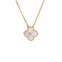 [Plus Jewelry]CLOVER 15MM DIAMOND WHITE FRITILLARIA NECKLACE