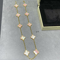 [Plus Jewelry]CLOVER 10 MOTIFS PINK MOP NECKLACE