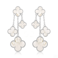 [Plus Jewelry]CLOVER EARRINGS WHITE MOP 4 MOTIFS SILVER