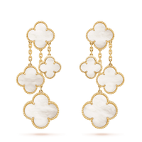 [Plus Jewelry]CLOVER EARRINGS WHITE MOP 4 MOTIFS GOLD