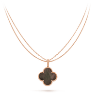 [Plus Jewelry]CLOVER 25MM GOLD DARK MOP BIG CLOVER NECKLACE