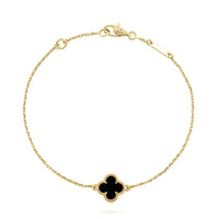 [Plus Jewelry]CLOVER ONYX SINGLE FLOWER BRACELET