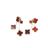 [Plus Jewelry]CLOVER EARRINGS CARNELIAN 4 MOTIFS PINK GOLD