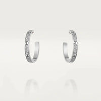 [Plus Jewelry]LOVE DIAMOND SILVER HOOP EARRINGS