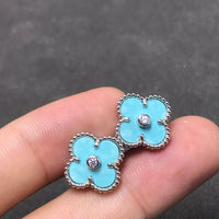 [Plus Jewelry]CLOVER 1 DIAMOND BLUE SKY SILVER EARRINGS