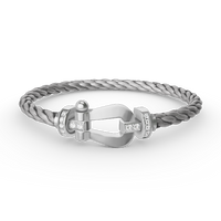 [Plus Jewelry]FORCE LARGE HORSESHOE HALF DIAMOND BRACELET SILVER