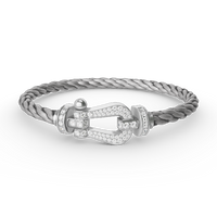 [Plus Jewelry]FORCE LARGE HORSESHOE FULL DIAMOND BRACELET SILVER